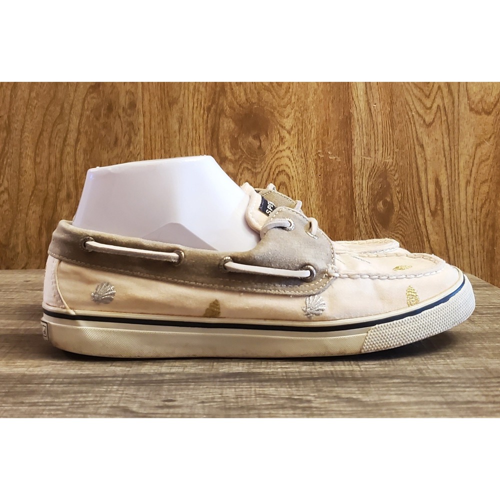 Sperry Top-Sider Seashell Bahama Boat Shoes Women's Size 7.5 Cream‎
